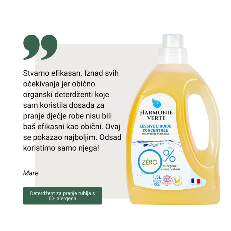 Deterdžent za pranje rublja s 0% alergena